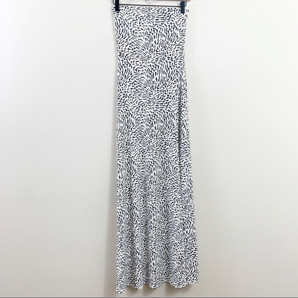 Banana Republic Factory Cheetah Strapless White/Black/Tan Maxi Dress